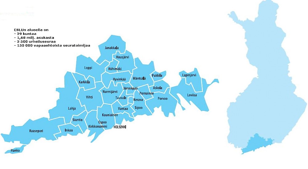 ESLUn alue kartalla