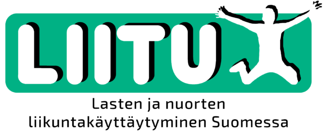 Liitu-teksti ja hyppäävä hahmo.