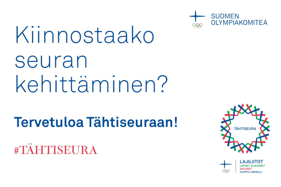 Tähtiseura-banneri, jossa teksti: kiinnostaako seuran kehittäminen? Tervetuloa Tähtiseuraan!