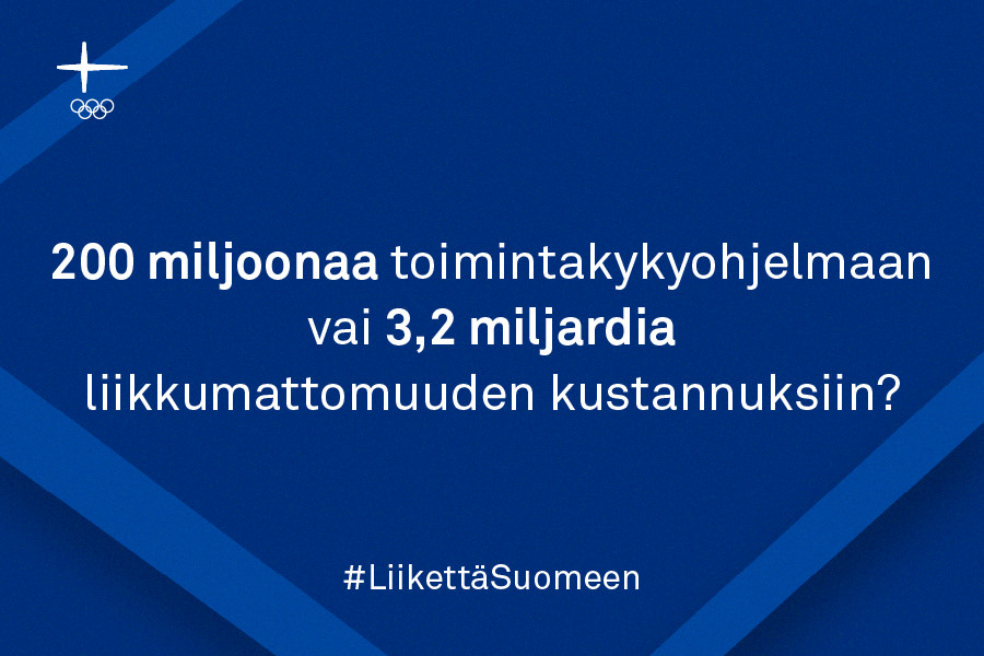 200 miljoonaa toimintakykyohjelmaan vai 3,2 miljardia liikkumattomuuden kustannuksiin?